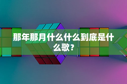 那年那月什么什么到底是什么歌？