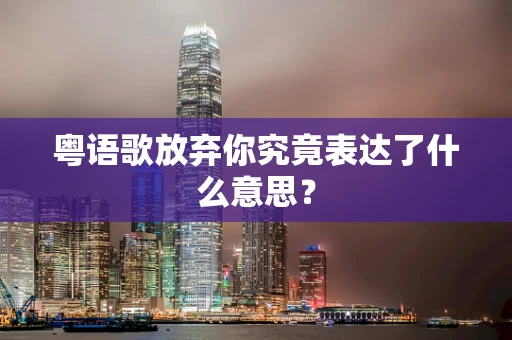 粤语歌放弃你究竟表达了什么意思？