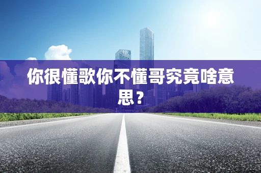你很懂歌你不懂哥究竟啥意思？