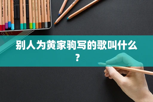 别人为黄家驹写的歌叫什么？