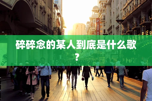 碎碎念的某人到底是什么歌？