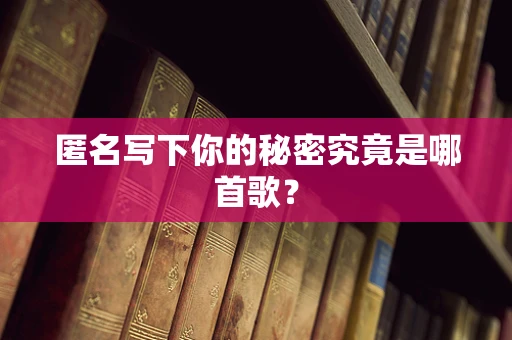 匿名写下你的秘密究竟是哪首歌？